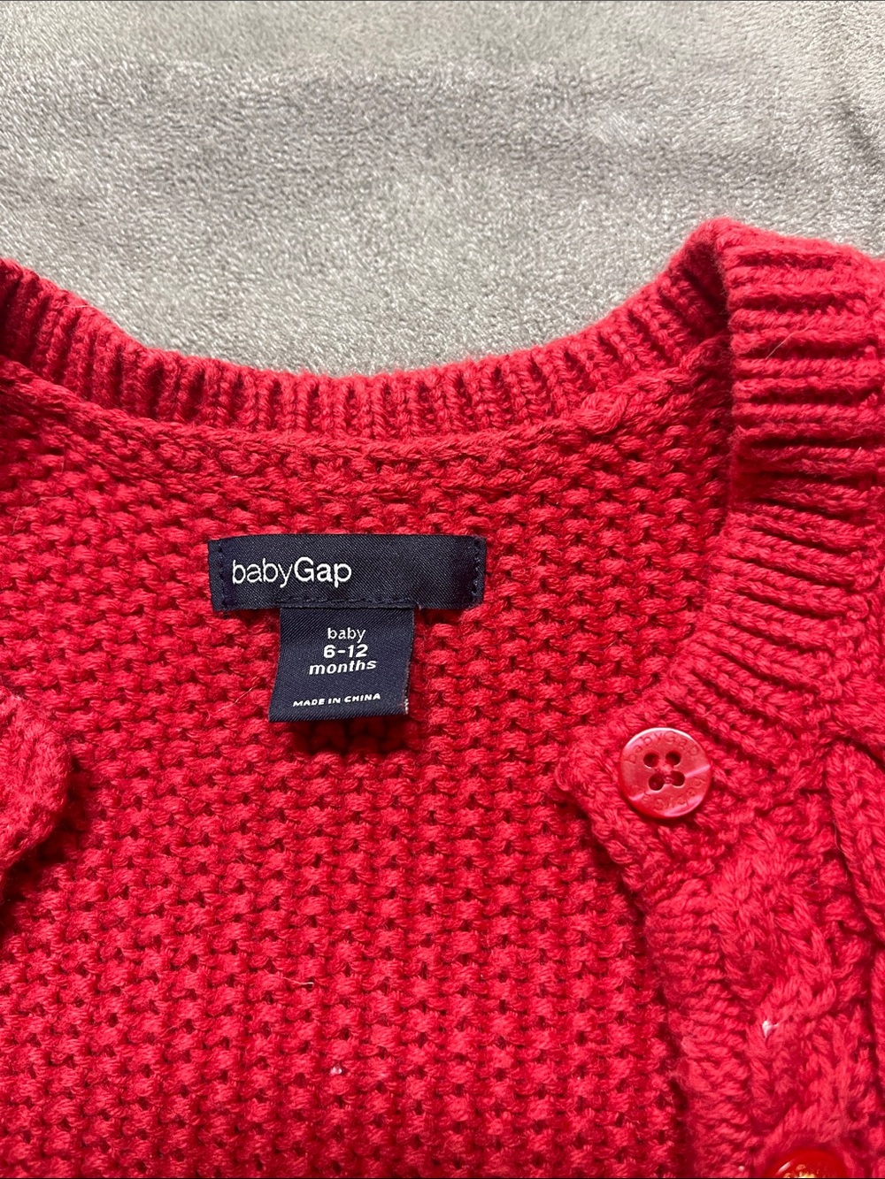 GAP Bright Red Cable-Knit Peplum Cardigan - Picture 2 of 6